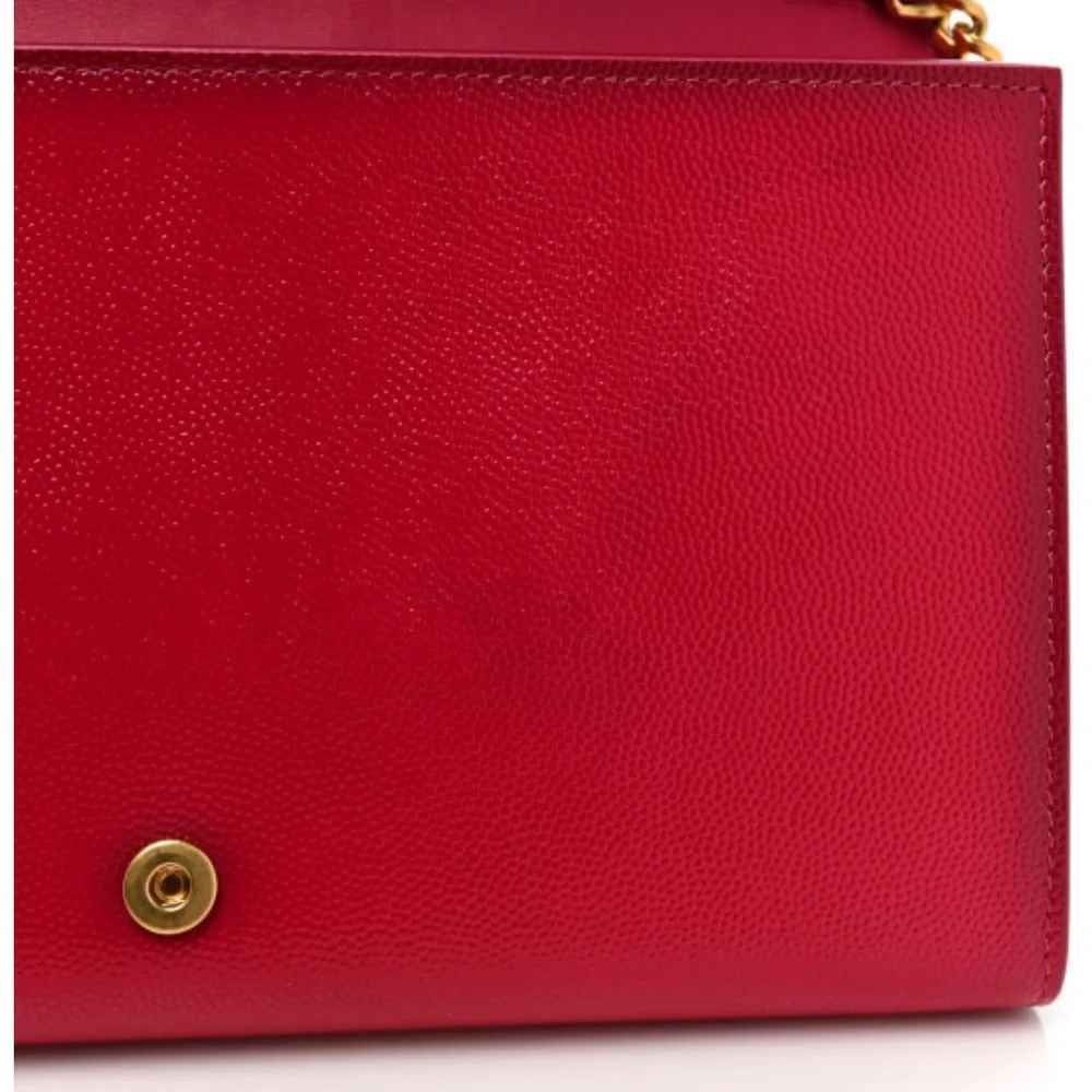 Authentic Saint Laurent Grain de Poudre Classic Letters Chain Wallet Fuchsia - Picture 5 of 6